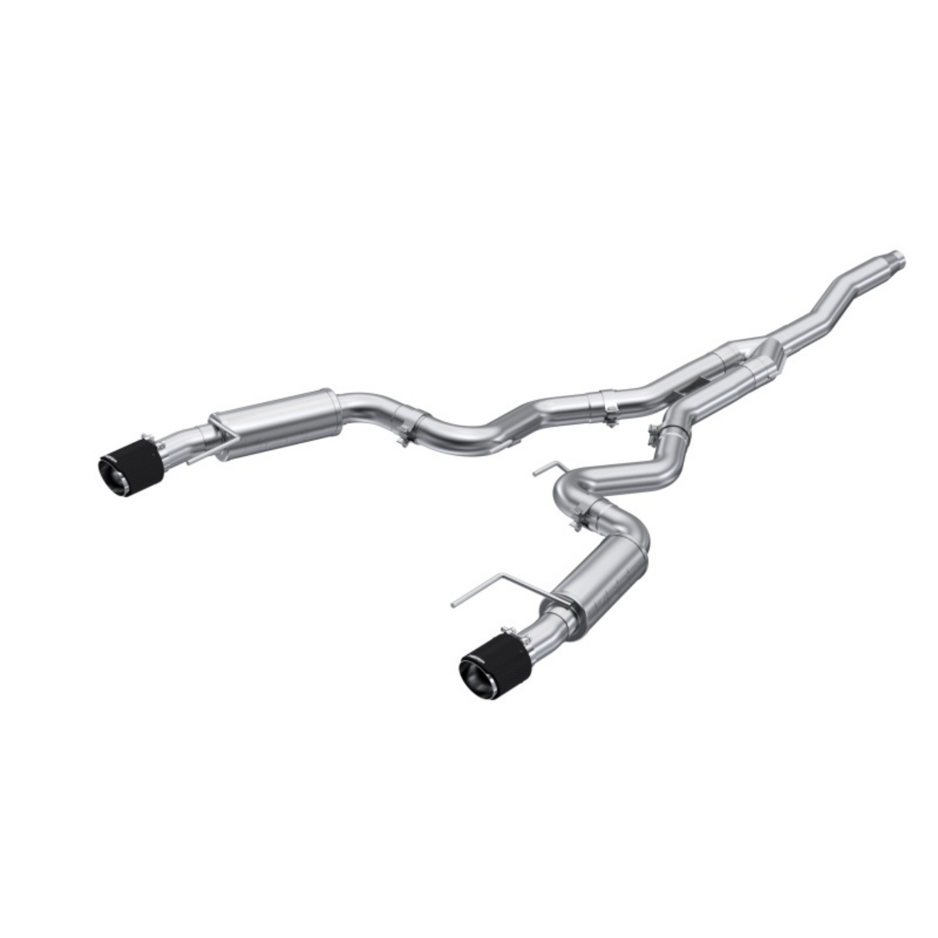 Picture of MBRP 19-22 Ford Mustang 2-3 EcoBoost 3in Cat-Back Dual Split Rear w-4-5in Carbon Fiber Tips Race