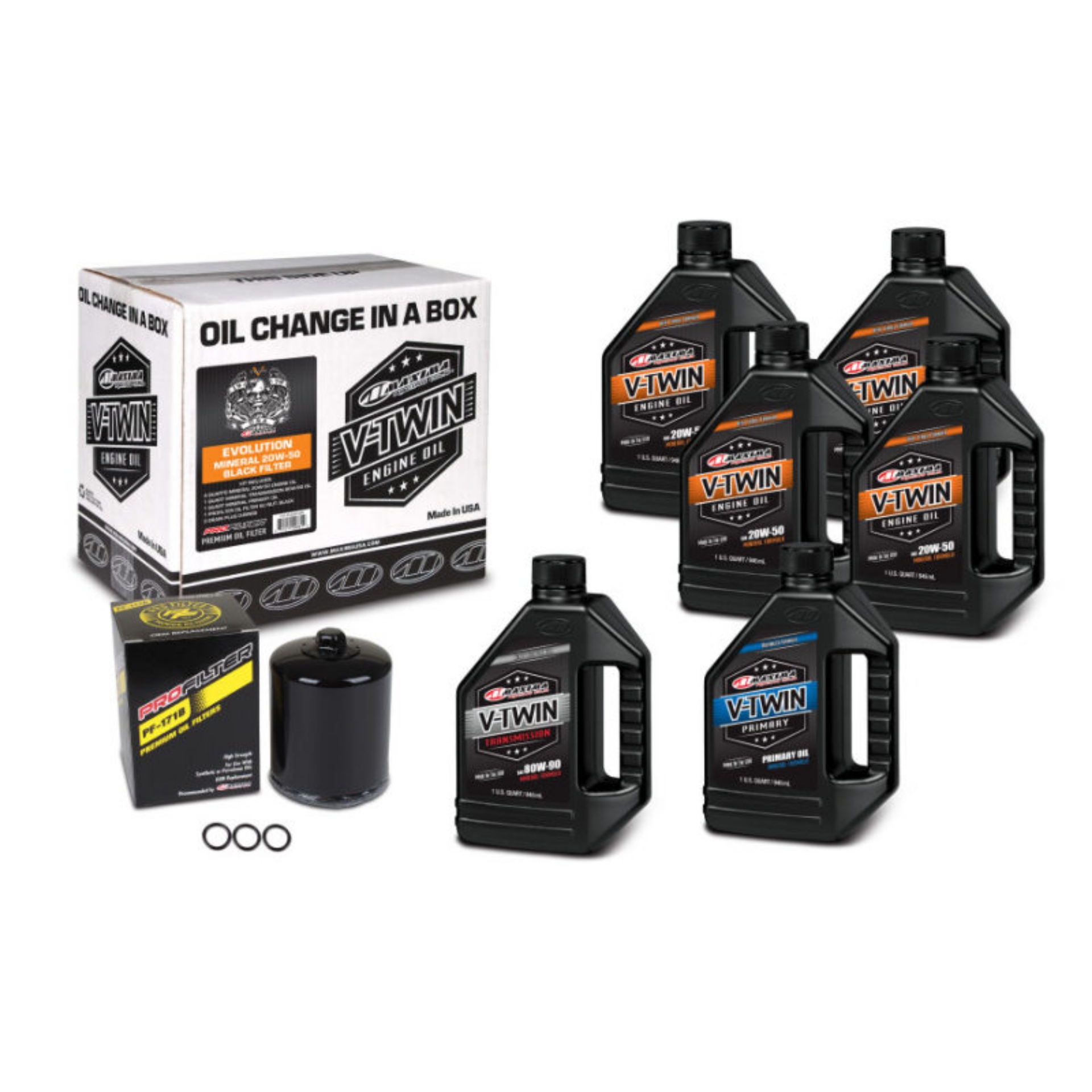 Picture of Maxima V-Twin Oil Change Kit Mineral w-Black Filter Evolution