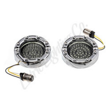 Picture of Letric Lighting 99-03 Premium Halo Chrome Switchbacks Running Light w- Amber Turn Signals 1157
