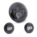Picture of Letric Lighting 7? LED Black Premium Headlight with 2 4-5? Black Passing Lamps