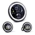 Picture of Letric Lighting 7? Full-Halo Black LED Headlight with 2 4-5? Full-Halo Black Passing Lamps