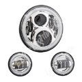 Picture of Letric Lighting 7? Full-Halo Chrome LED Headlight with 2 4-5? Full-Halo Chrome Passing Lamps