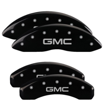 Picture of MGP 21-22 GMC Yukon-XL Set of 4 Caliper Covers Engraved Front & Rear GMC Black w- Silver Characters