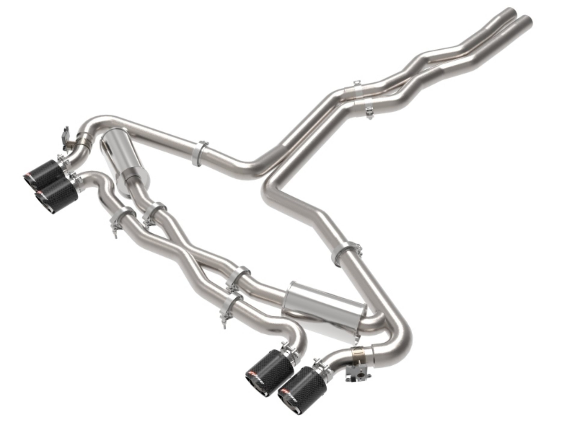 Picture of aFe 20-22 Audi RS6 Avant V8 4L tt MACH Force-Xp 3in to 2-5in 304 SS Cat-Back Exhaust w- Carbon Tip