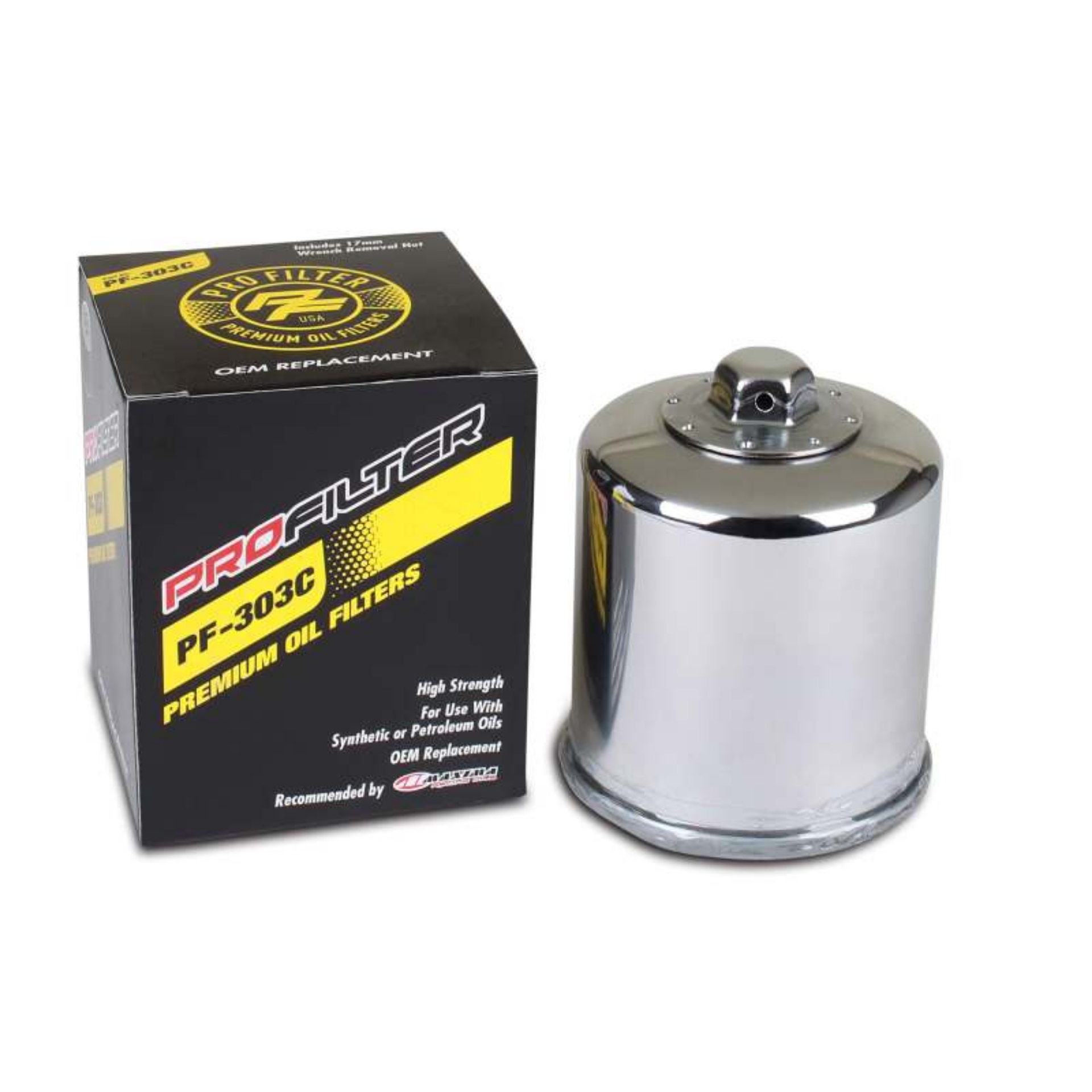 Picture of ProFilter Honda-Kawasaki-Polaris-Yamaha Spin-On Chrome Various Performance Oil Filter