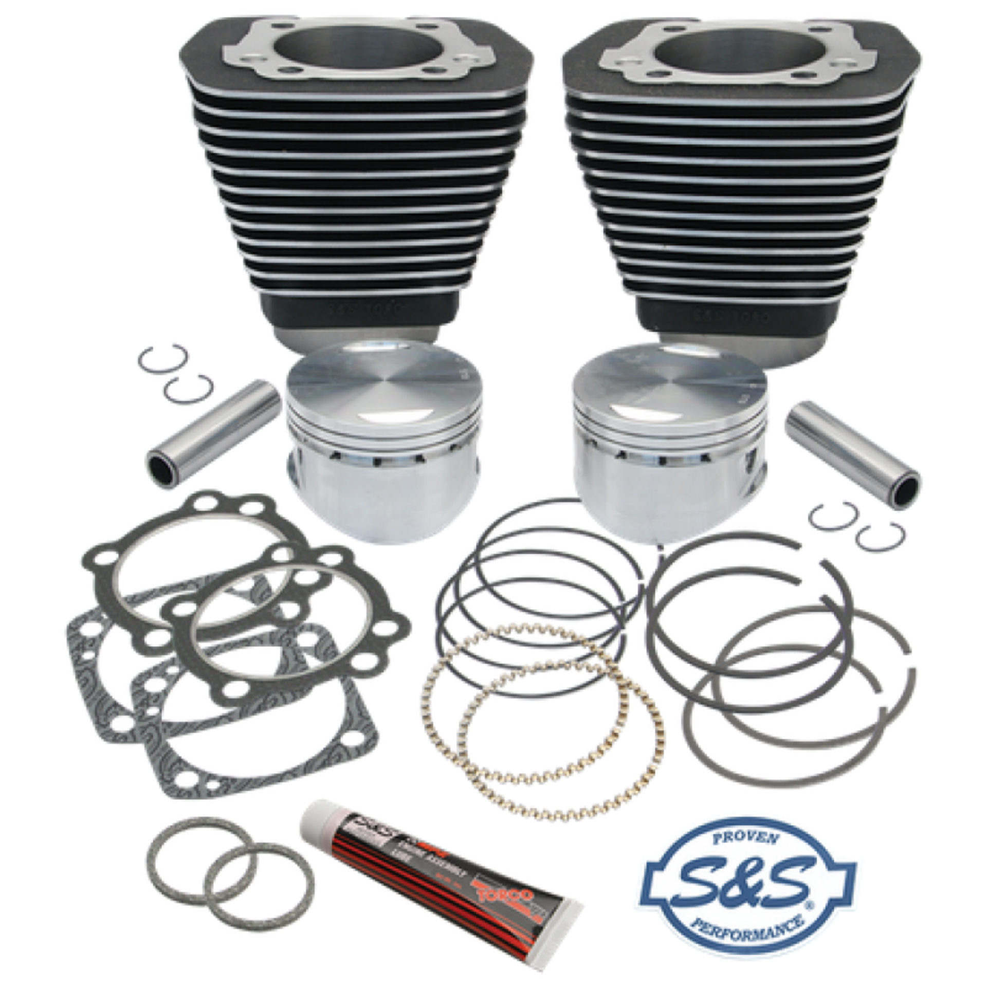 Picture of S&S Cycle 84-99 BT 96in 3 5-8in Sidewinder Big Bore Cylinder & Piston Kit - Wrinkle Black