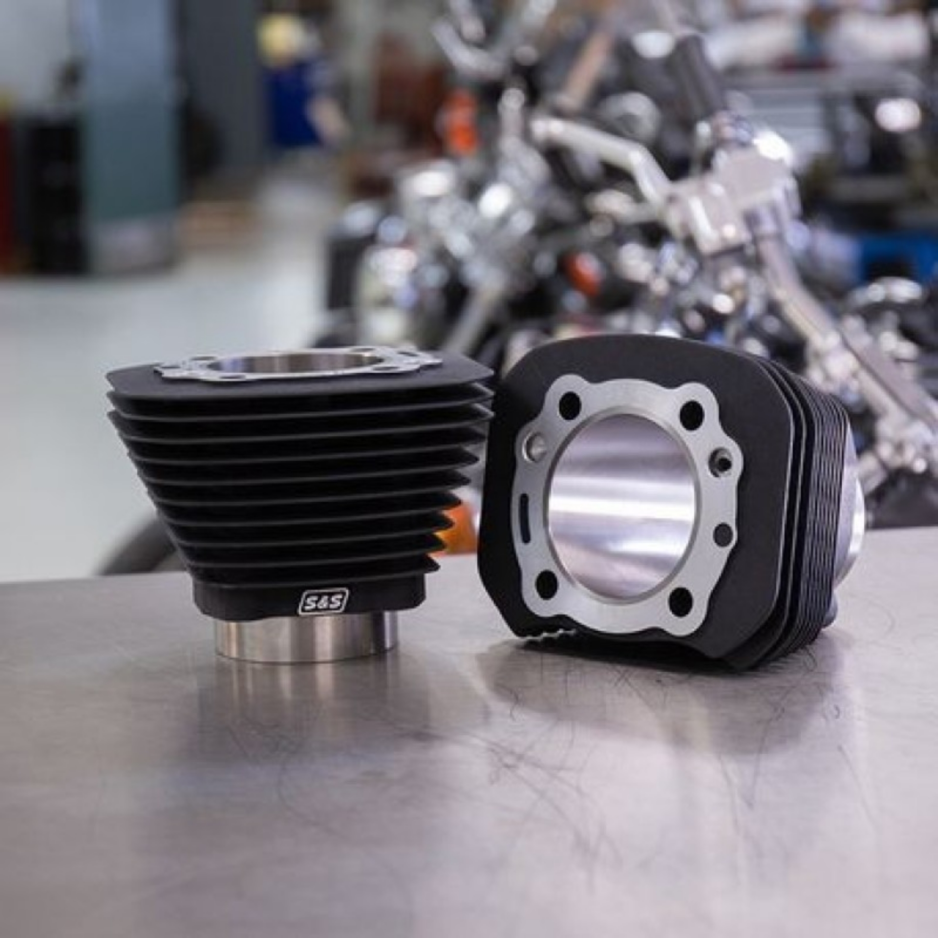 Picture of S&S Cycle 86-21 Sportster Models 1250cc 3 9-16in Bore Cylinder Set - Wrinkle Black