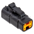 Picture of NAMZ Deutsch DTM 4-Position Plug w-4 Stamped Terminals & Wedgelock - Black HD 74114-98BK