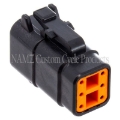 Picture of NAMZ Deutsch DTM 6-Position Plug w-6 Stamped Terminals & Wedgelock - Black HD 74116-98BK