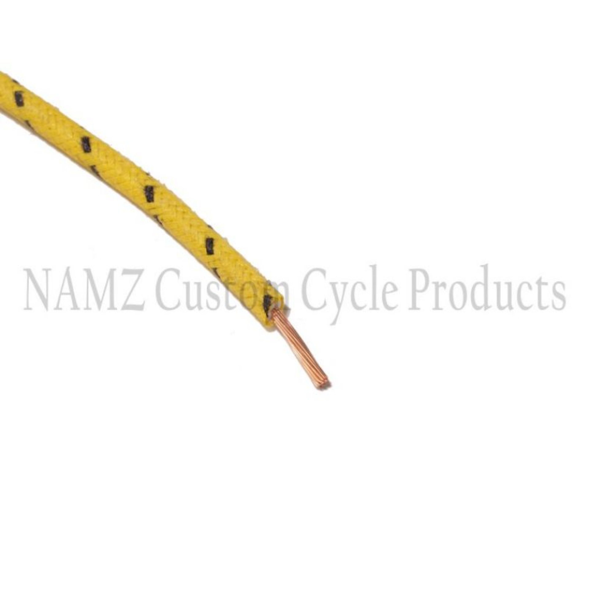 Picture of NAMZ OEM Color Cloth-Braided Wire 25ft- Pack 16g - Yellow w-Black Tracer