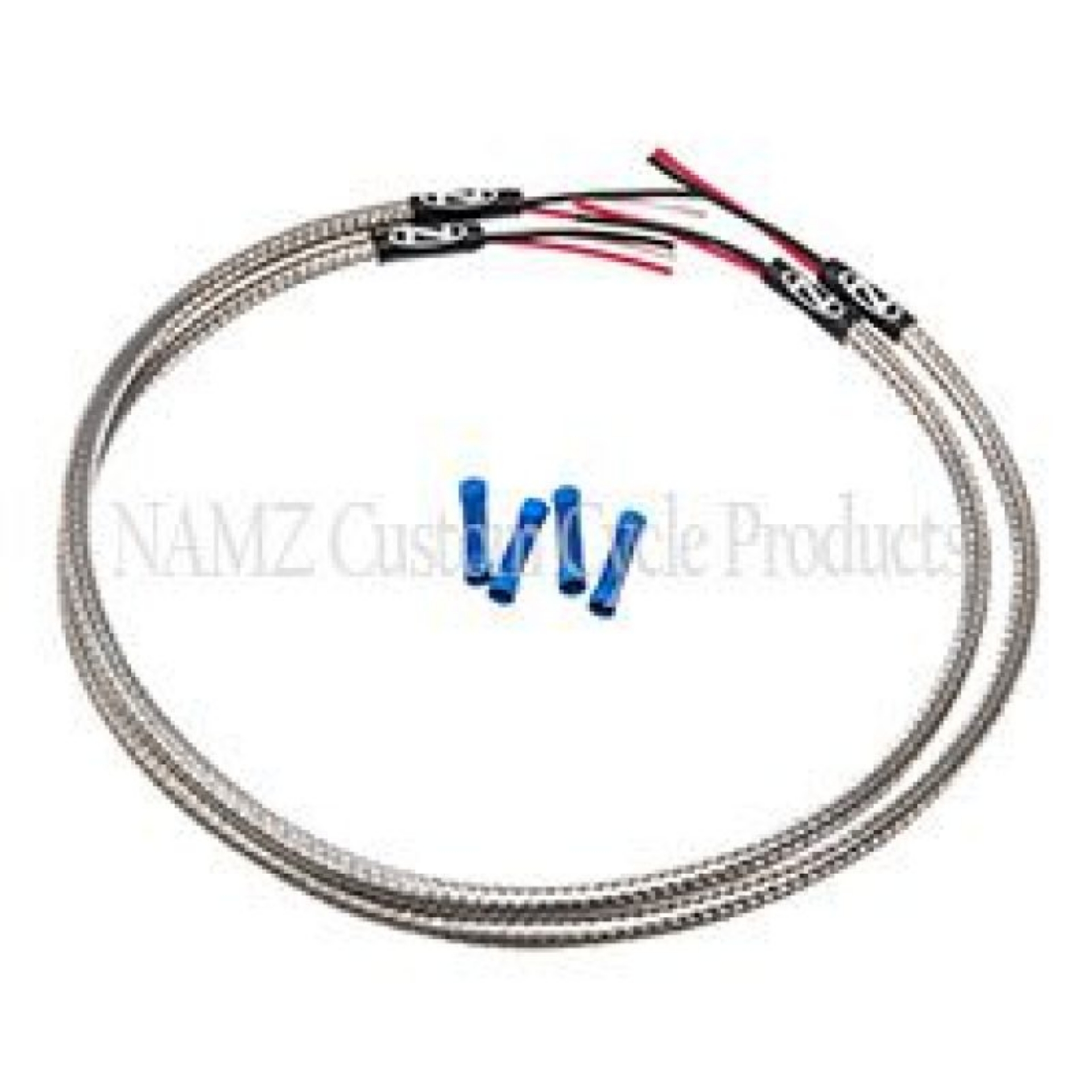 Picture of NAMZ Turn Signal Harness 24in- SS Braided & Clear Coated - For Triple Tree Mounted Signals