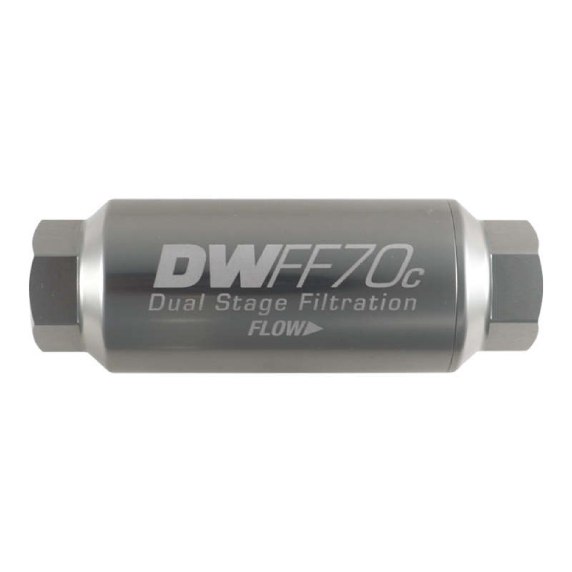 Picture of DeatschWerks 10AN Female 10 Micron 70mm Compact In-Line Fuel Filter Kit
