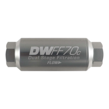 Picture of DeatschWerks 10AN Female 10 Micron 70mm Compact In-Line Fuel Filter Kit