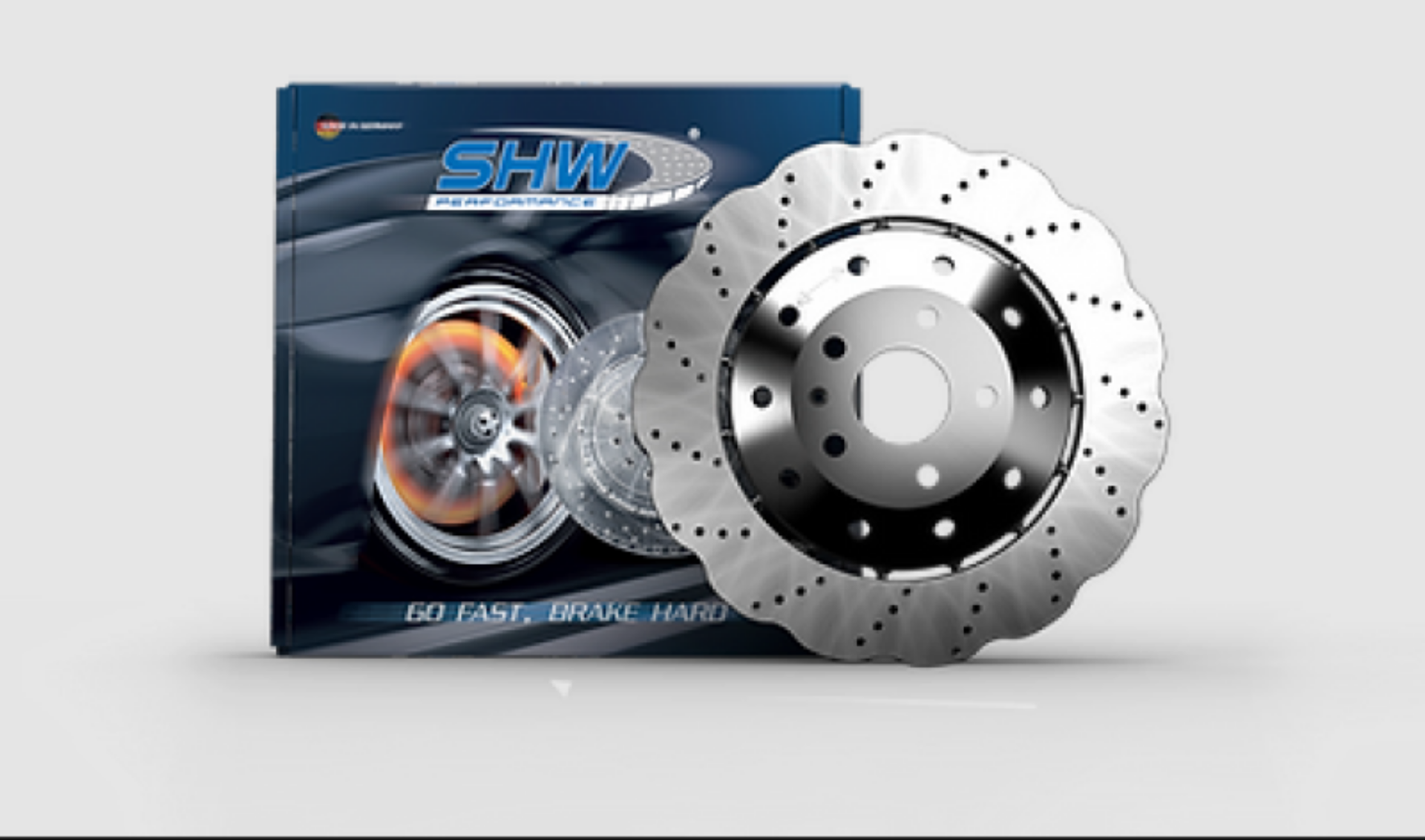 Picture of SHW 14-18 Audi RS7 4-0L Front Drilled-Dimpled Lightweight Wavy Brake Rotor 4G0615301AH