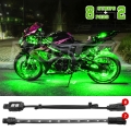 Picture of XK Glow Strips Single Color XKGLOW LED Accent Light Motorcycle Kit Green - 8xPod + 2x8In