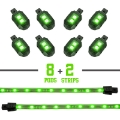 Picture of XK Glow Strips Single Color XKGLOW LED Accent Light Motorcycle Kit Green - 8xPod + 2x8In