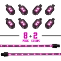 Picture of XK Glow Strips Single Color XKGLOW LED Accent Light Motorcycle Kit Pink - 8xPod + 2x8In