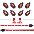 Picture of XK Glow Single Color XKGLOW LED Accent Light Motorcycle Kit Red - 8xPod + 2x8InStrips