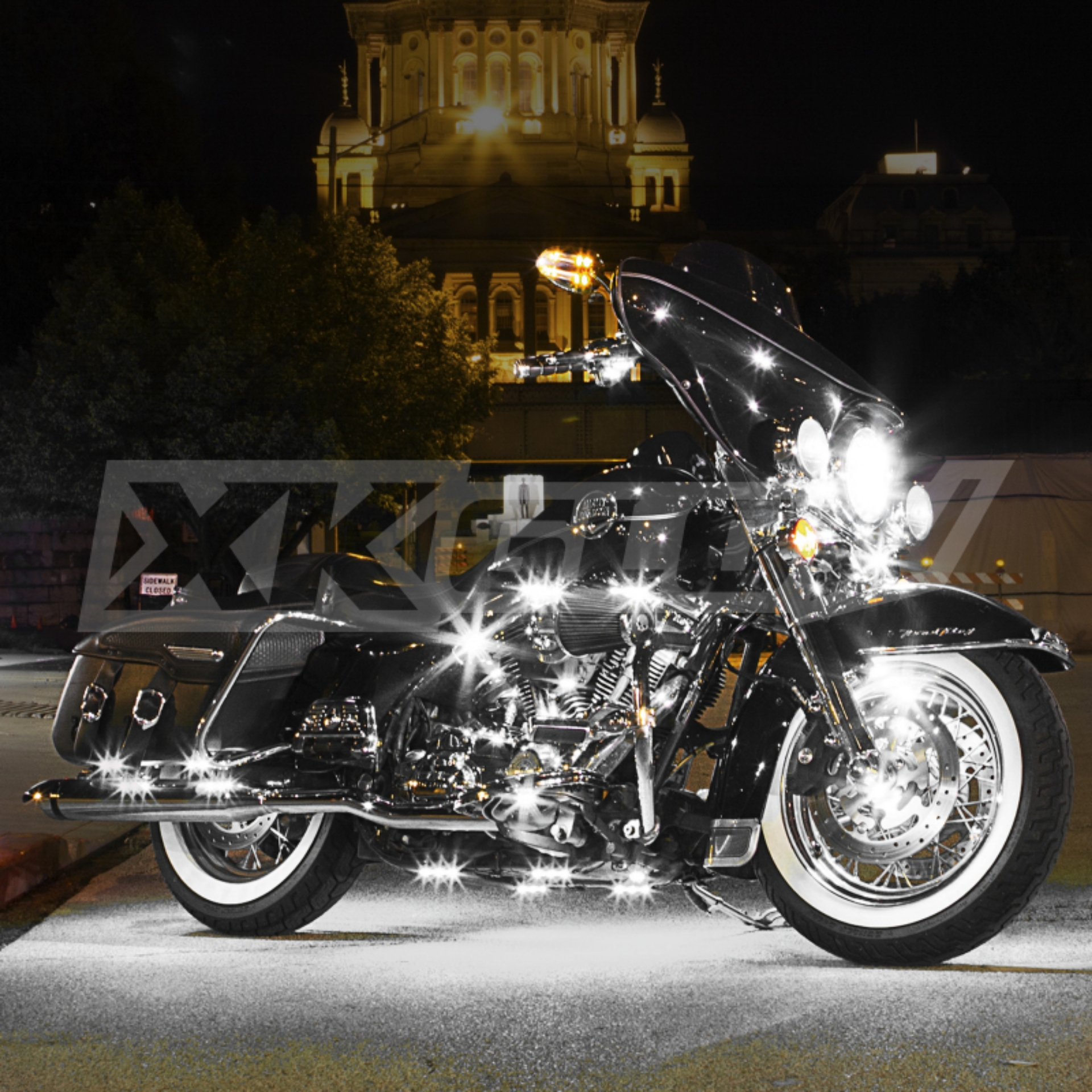 Picture of XK Glow Strips Single Color XKGLOW LED Accent Light Motorcycle Kit White - 8xPod + 2x8In