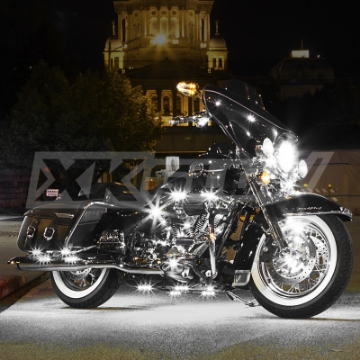 Picture of XK Glow Strips Single Color XKGLOW LED Accent Light Motorcycle Kit White - 8xPod + 2x8In