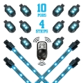 Picture of XK Glow Strips Single Color XKGLOW LED Accent Light Motorcycle Kit Light Blue - 10xPod + 4x8In
