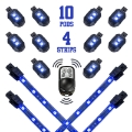 Picture of XK Glow Strips Single Color XKGLOW LED Accent Light Motorcycle Kit Blue - 10xPod + 4x8In
