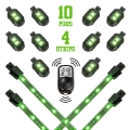 Picture of XK Glow Strips Single Color XKGLOW LED Accent Light Motorcycle Kit Green - 10xPod + 4x8In