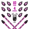 Picture of XK Glow Strips Single Color XKGLOW LED Accent Light Motorcycle Kit Pink - 10xPod + 4x8In