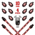 Picture of XK Glow Single Color XKGLOW LED Accent Light Motorcycle Kit Red - 10xPod + 4x8InStrips