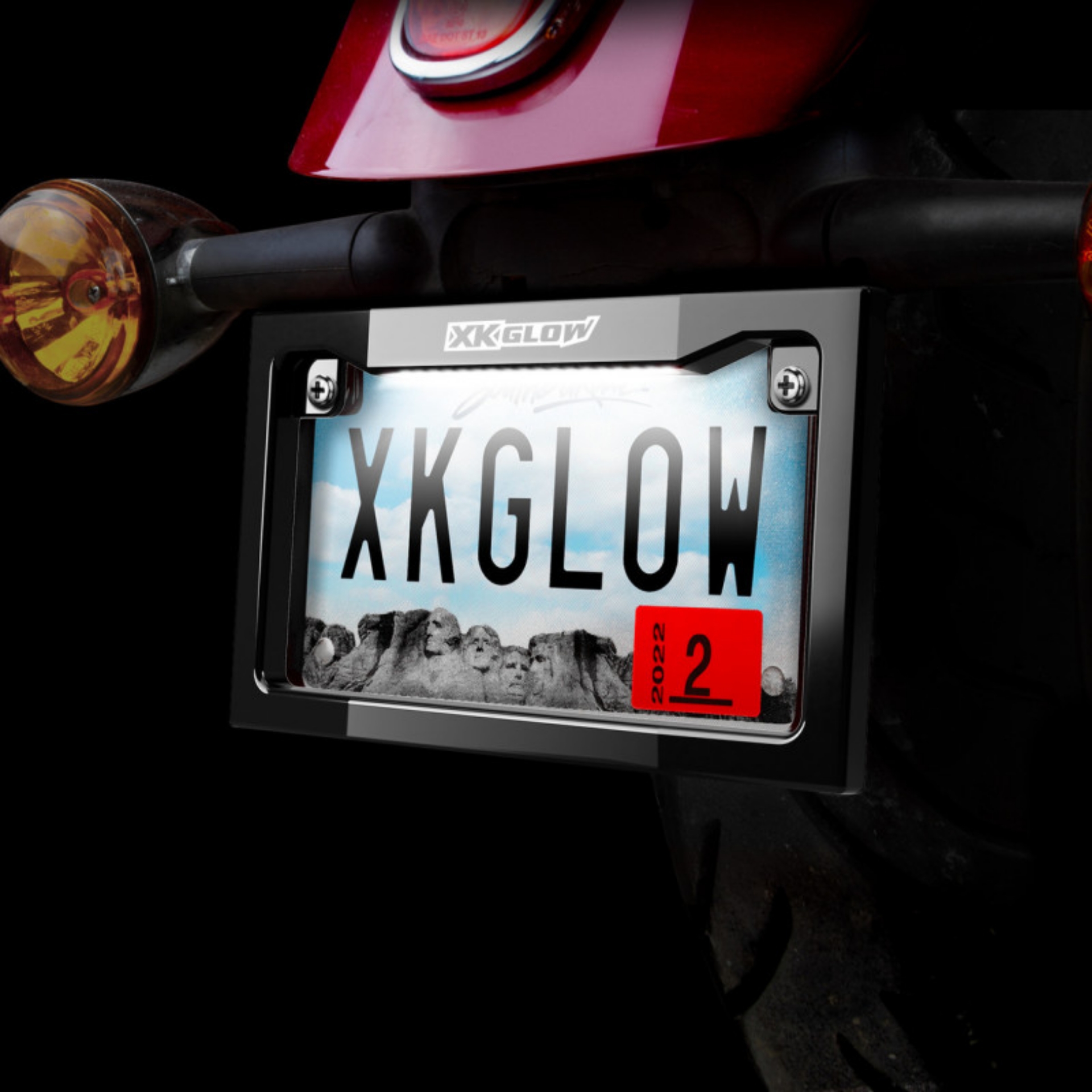 Picture of XK Glow Motorcycle License Plate Frame Light w- White LED - Black