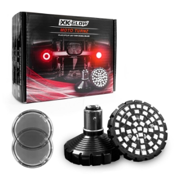 Picture of XK Glow Motorcycle Rear LED Turn Signal Kit - 1156 Bullet Style Smoked Lenses