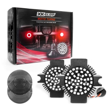 Picture of XK Glow Motorcycle Rear LED Turn Signal Kit - 1156 Flat Style Smoked Lenses