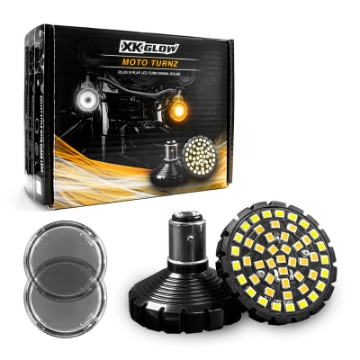 Picture of XK Glow Motorcycle Front LED Turn Signal Kit - Flat Style Smoked Lenses