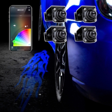 Picture of XK Glow Curb FX Bluetooth XKchrome App Waterproof LED Projector Welcome Light Flame Style 4pc