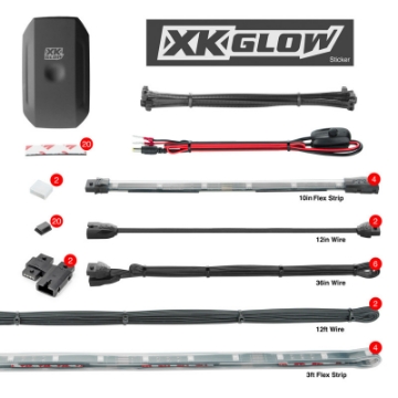 Picture of XK Glow Flex Strips Million Color XKCHROME App Controlled Boat Marine Kit 4x36In Strips + 4x10In