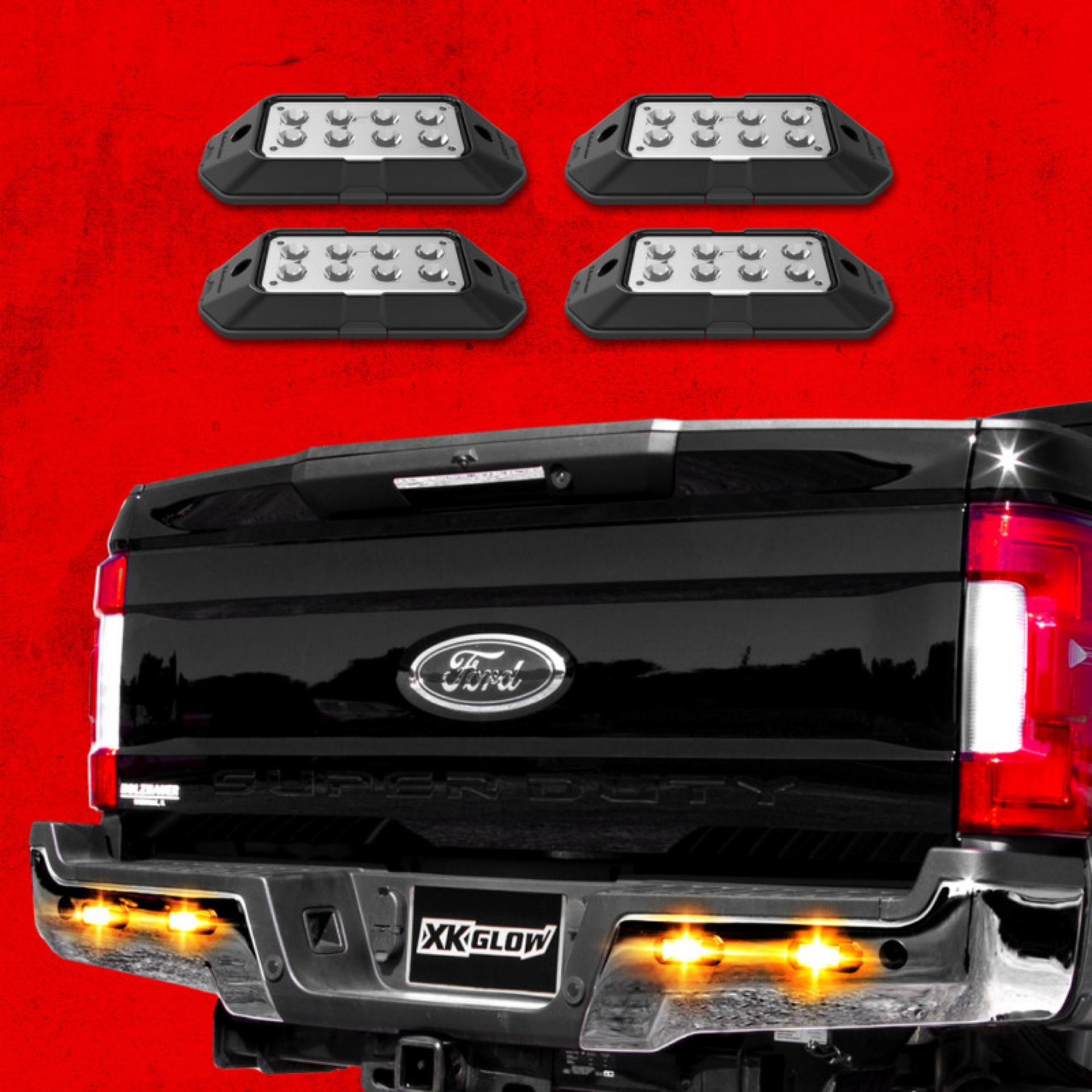 Picture of XK Glow Strobe Pod Lights w- Traffic Modes Ultra Bright LEDs Multiple Modes + Solid On - Amber 4pc