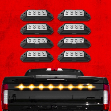 Picture of XK Glow Strobe Pod Lights w- Traffic Modes Ultra Bright LEDs Multiple Modes + Solid On - Amber 8pc
