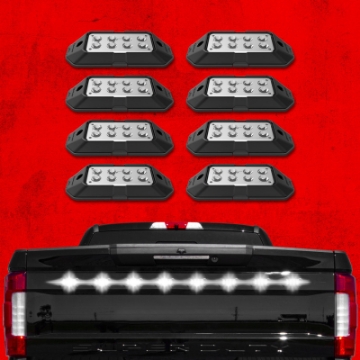 Picture of XK Glow Strobe Pod Lights w- Traffic Modes Ultra Bright LEDs Multiple Modes + Solid On - White 8pc