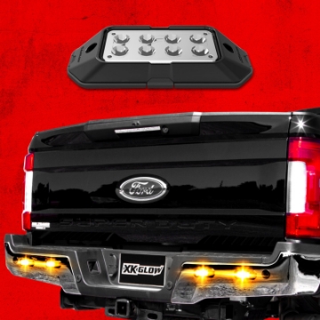 Picture of XK Glow Strobe Pod Lights w- Traffic Modes Ultra LEDs Multiple Modes + Solid On - Amber + White 8pc