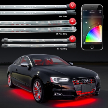 Picture of XK Glow Strip Million Color XKCHROME App Undercar Kit 8x24In Tube + 6x10In Strip + 4x36In