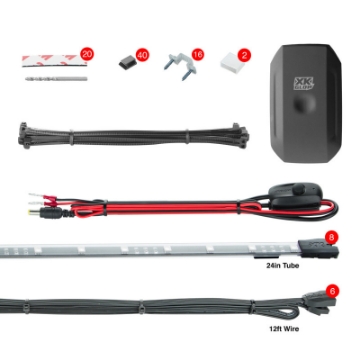 Picture of XK Glow New Style 8x24In Tubes XKchrome Car Standard Kit w- Dual-Mode Dash Mount Controller