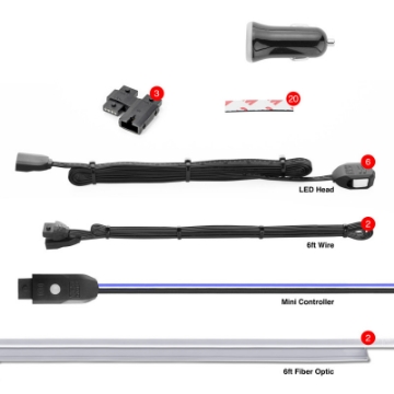 Picture of XK Glow Fiber Optic Roll 6pc LED Head XKchrome Controlled Fiber Optic LED Accent Light Kit 2pc 6ft
