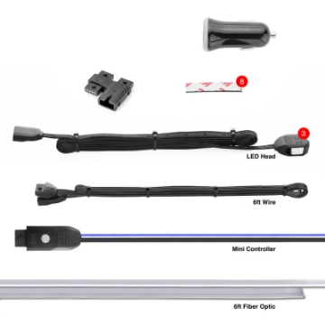 Picture of XK Glow Fiber Optic Roll 3pc LED Head XKchrome App Controlled Fiber Optic LED Accent Light Kit 6ft