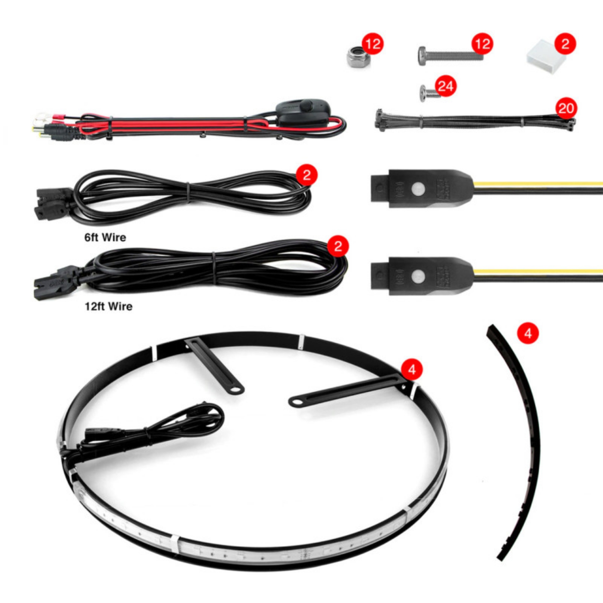 Picture of XK Glow Adjustable Wheel Ring Light Kit w- Dual-Mode Dash Mount Controller 4PC 15-18In