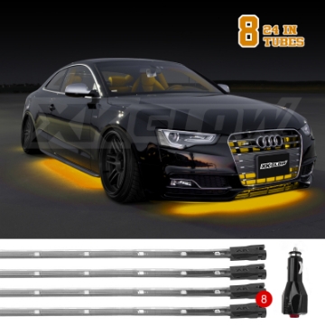 Picture of XK Glow Tube Single Color Underglow LED Accent Light Car-Truck Kit Amber - 8x24In