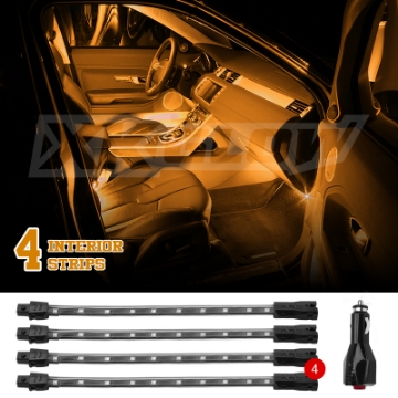 Picture of XK Glow Single Color XKGLOW UnderglowLED Accent Light Car-Truck Kit Amber - 4x8In
