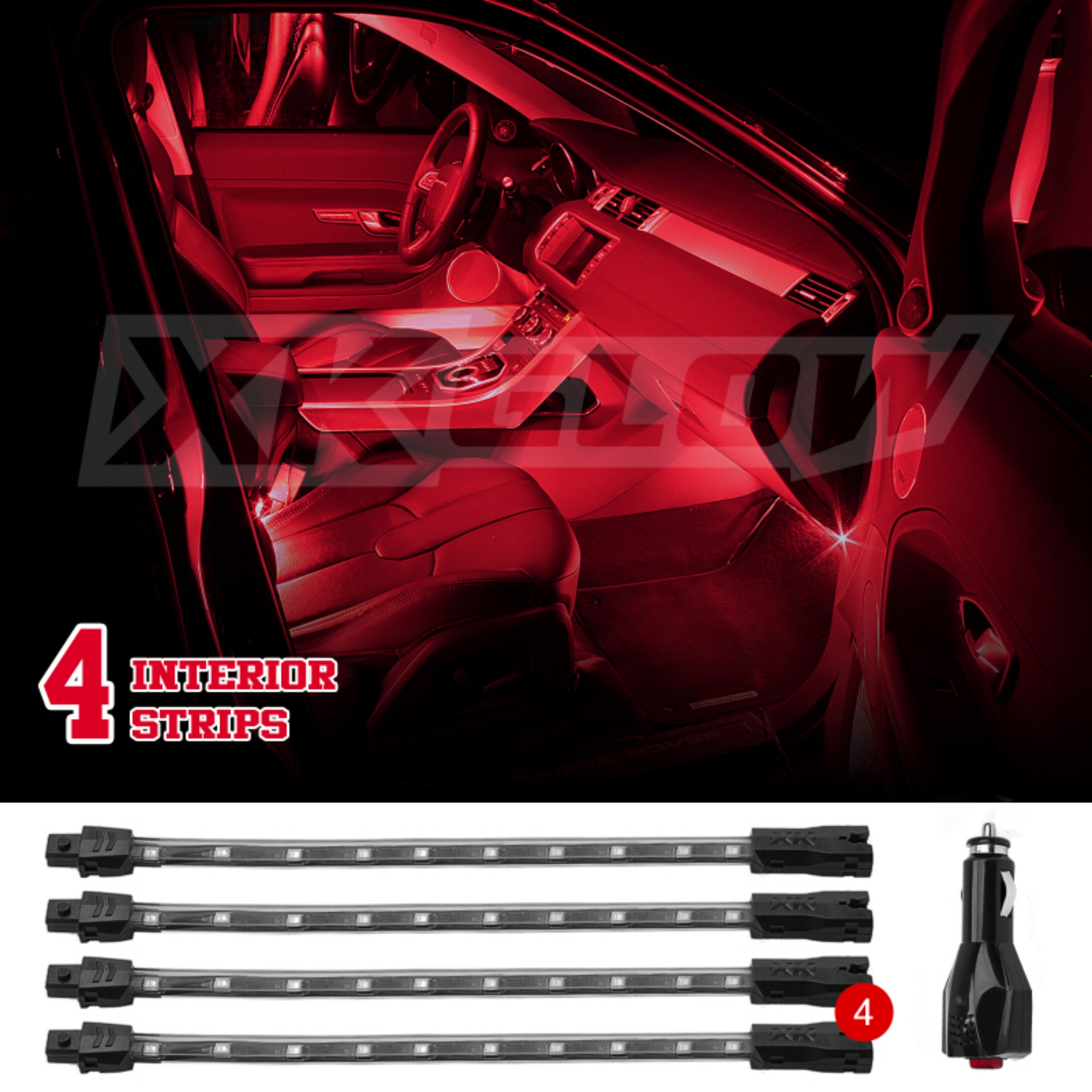 Picture of XK Glow Single Color XKGLOW UnderglowLED Accent Light Car-Truck Kit Red - 4x8In