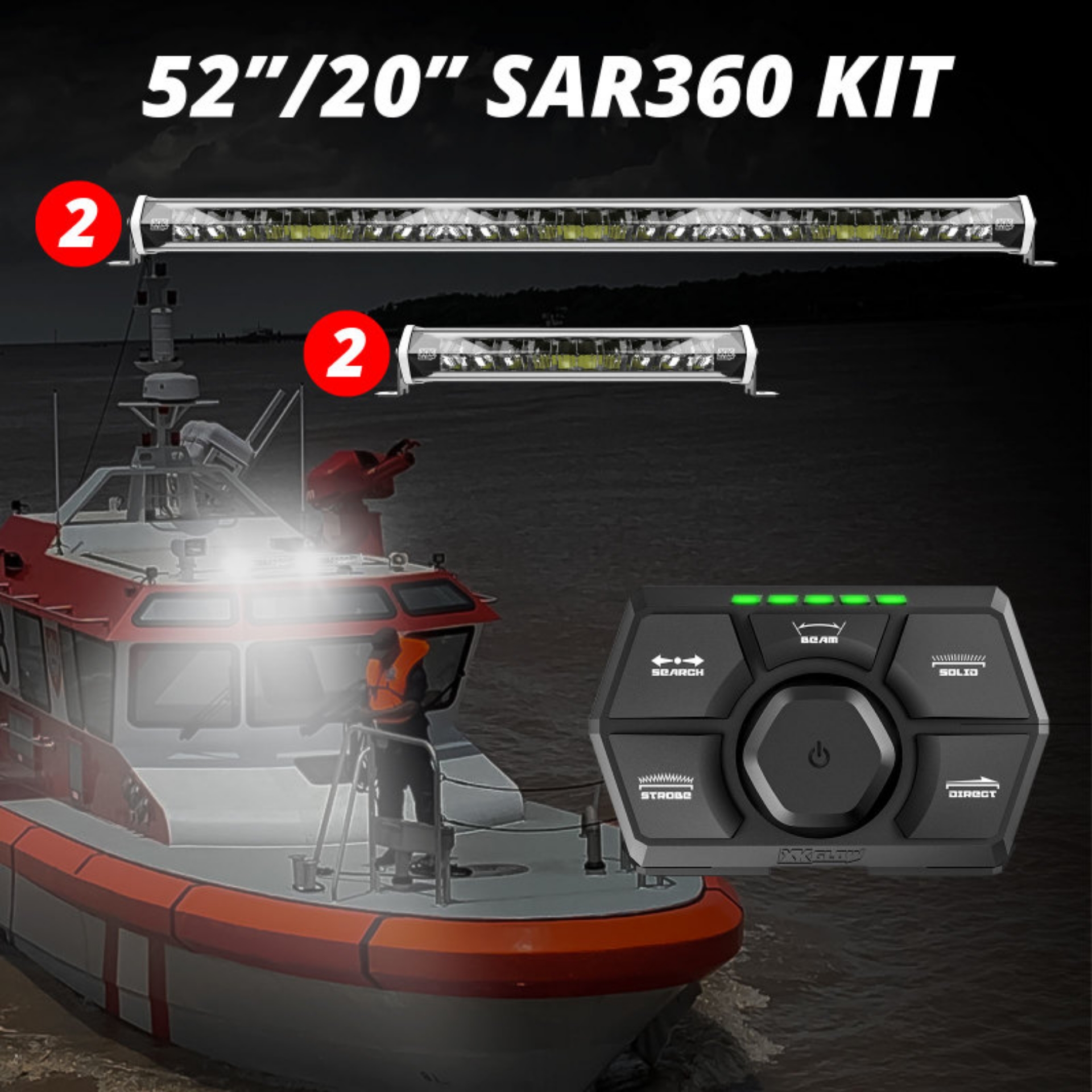 Picture of XK Glow SAR360 Light Bar Kit Emergency Search and Rescue Light System White 252In 220In