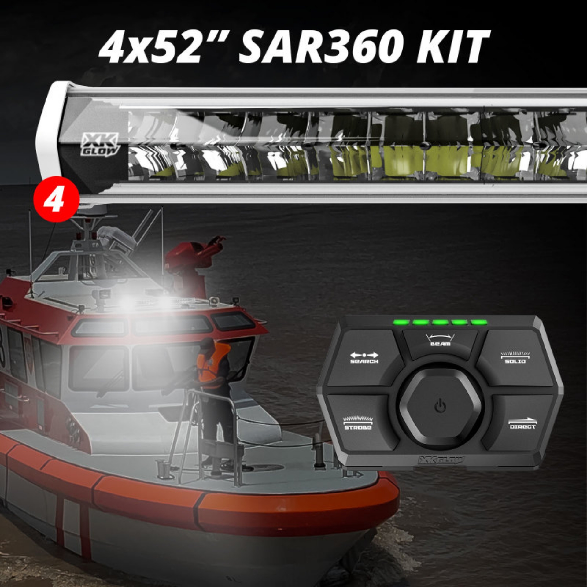 Picture of XK Glow SAR360 Light Bar Kit Emergency Search and Rescue Light System White 4 52In