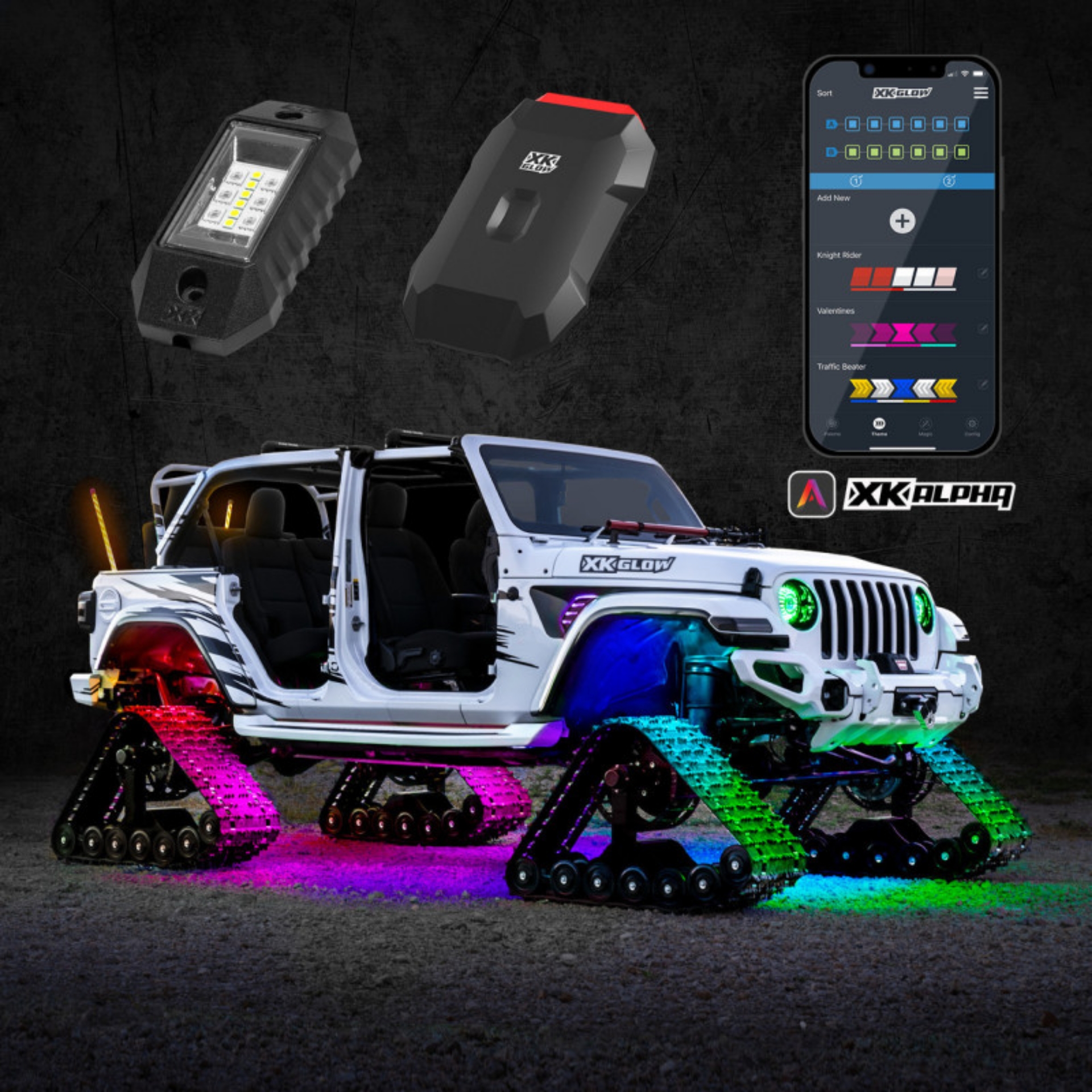 Picture of XK Glow RGBW Addressable LED Rock Light Kits Standard XKalpha App Controlled